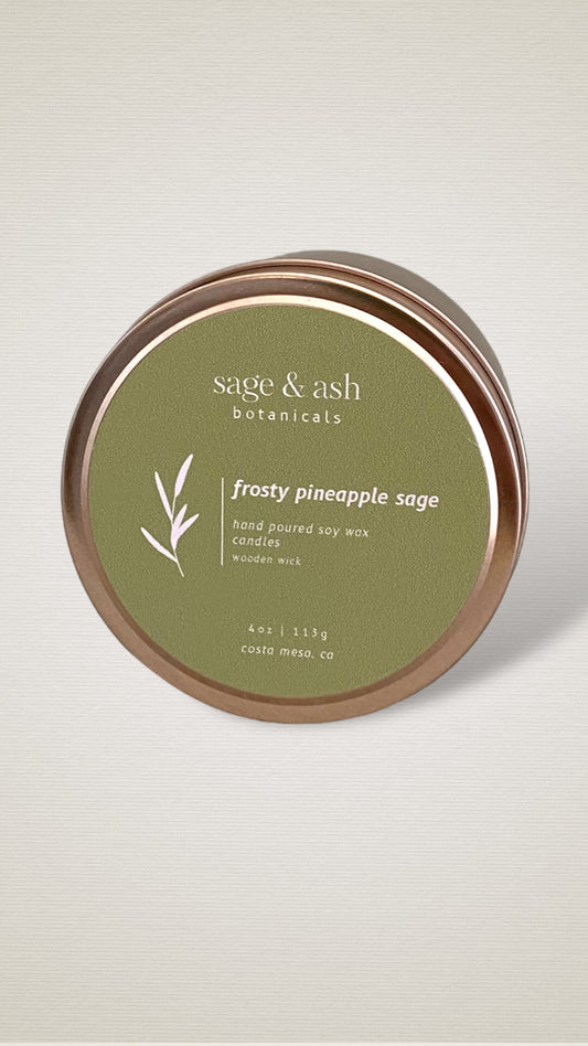 Frosty Pineapple Sage 6oz Tin Can Candle